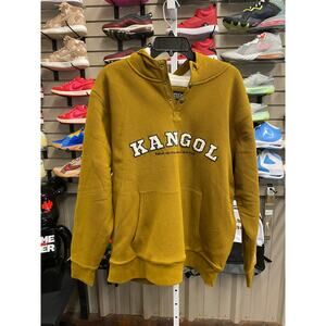 Kangol Men's Large Workwear Sherpa Waffle Hoodie Mustard Yellow Henley New!